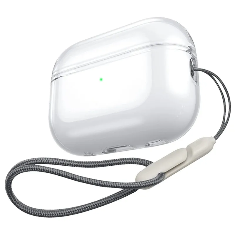 Anti Yellow Clear Soft TPU Earphone Case with Strap for Airpods Pro 2 3 2025 Pro3 Pro2 Air Pods 4 3 1 3rd Gen Transparent Cover