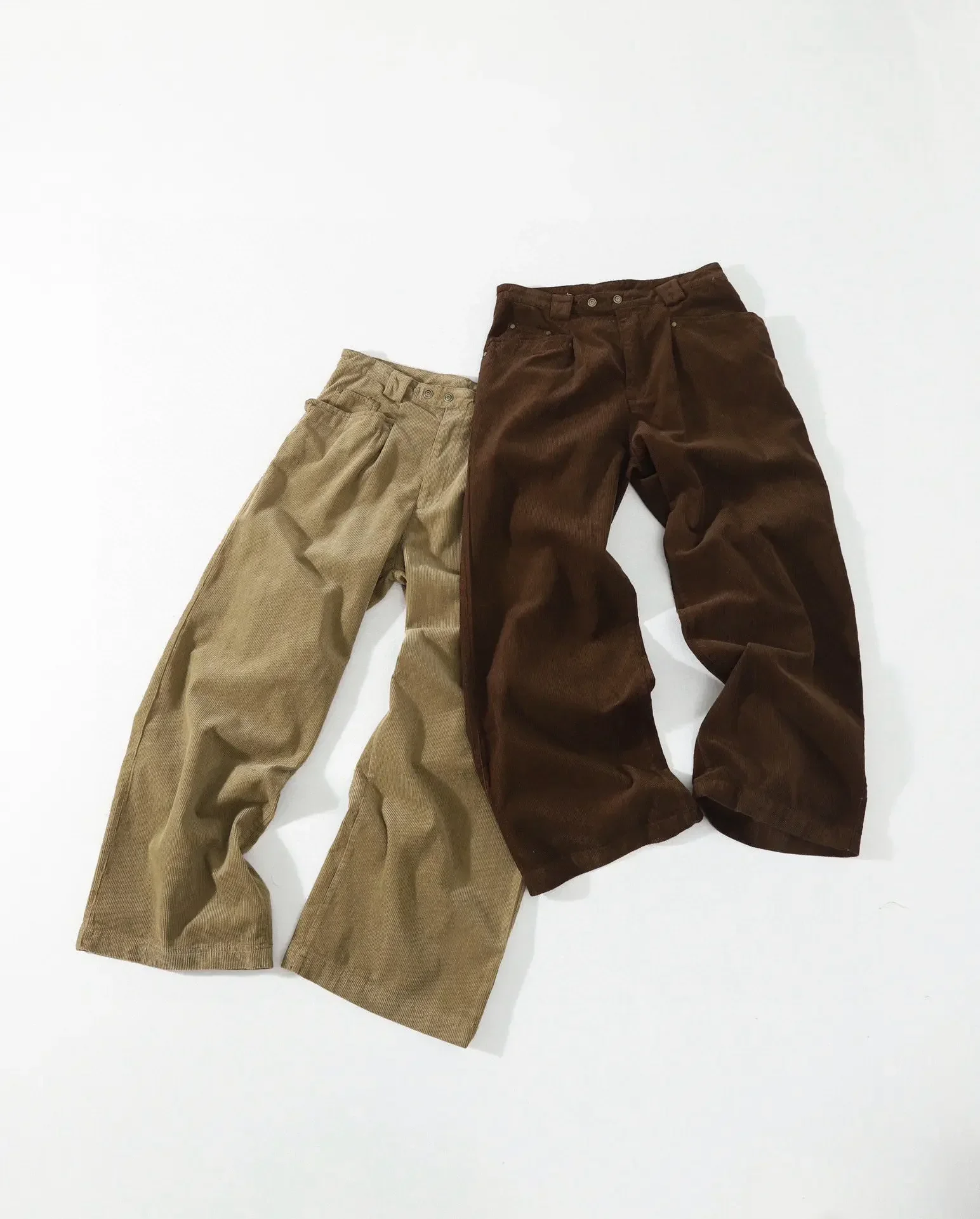 Epide retro slack old money style, loose corduroy loose casual trousers for male and female couples