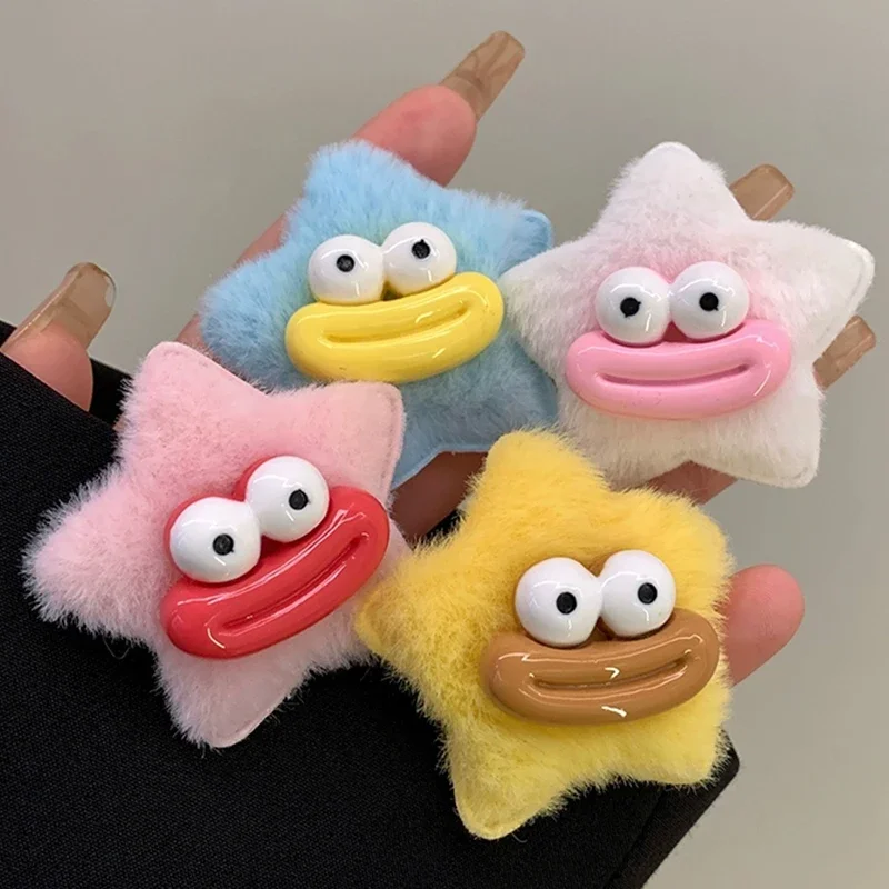 1/5pcs Sausage Mouth Hair Clip Autumn Winter Women Girl Cute Plush Star Hair Clip Cartoon Daily Party Hairpins Funny Accessory