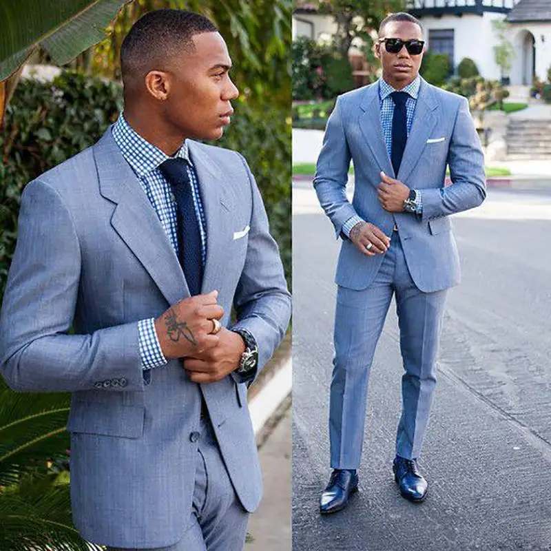 2023 New Blazers Costume Men Blue For Business Wedding Prom Smart Casual Male Blazer Slim Fit Terno Tuxedos Formal 2 Pieces