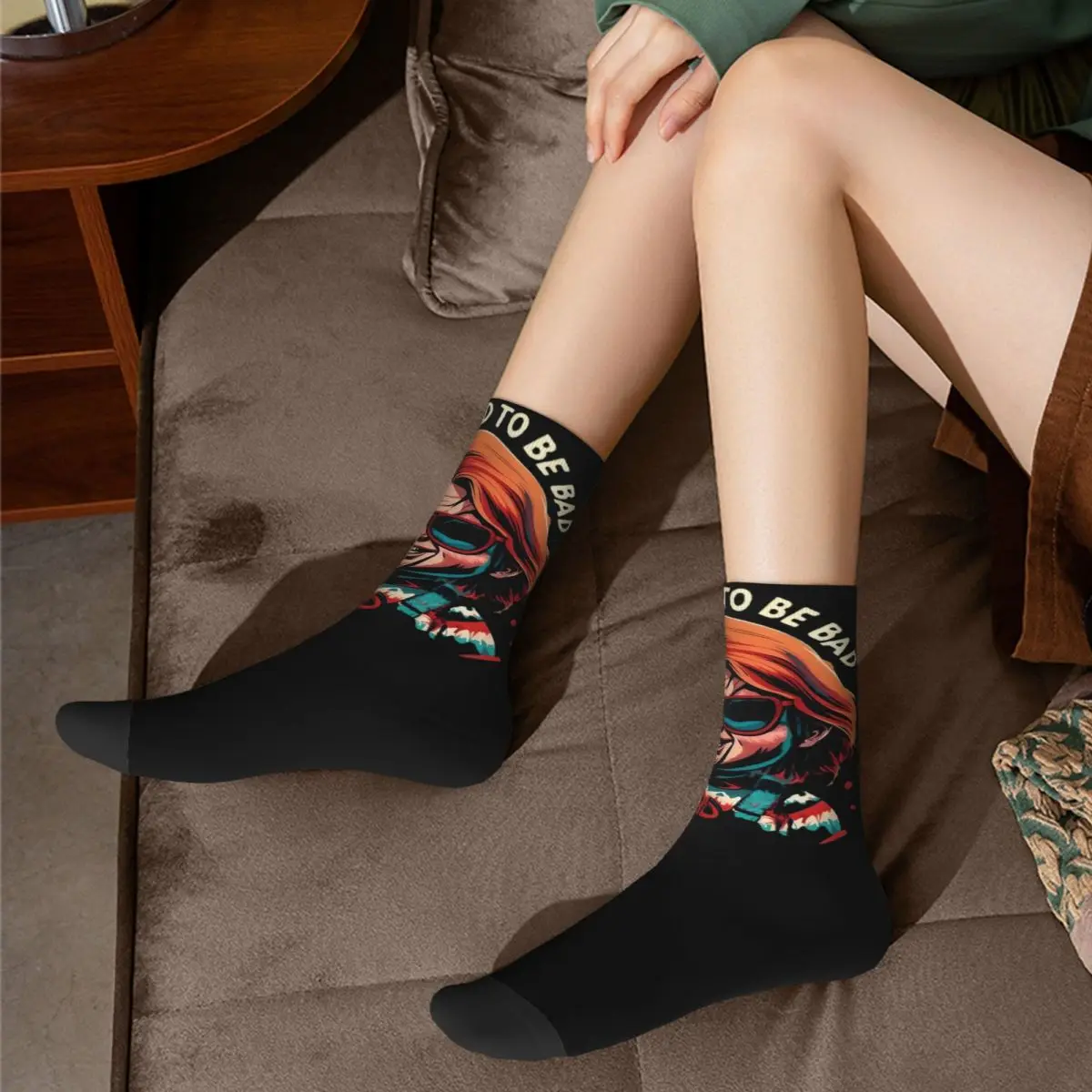 Casual Men Socks It's Good To Be Bad Halloween Merchandise Soft Horror Movie Chucky Sport Stockings All Seasons