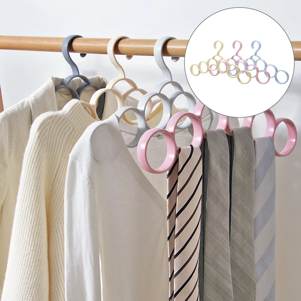 

3Pcs Wardrobe Clothes Hanger Heavy Duty PP Hanger 6 Circle Design for Ties Belts Scarves Coats Home Organization Tool Space