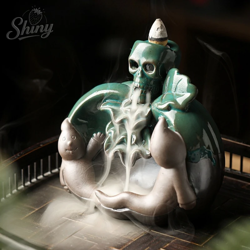 

Halloween Ceramic Ornaments Skeleton Reverse Incense Burner Creative Ghost Festival Incense Burner Decorations