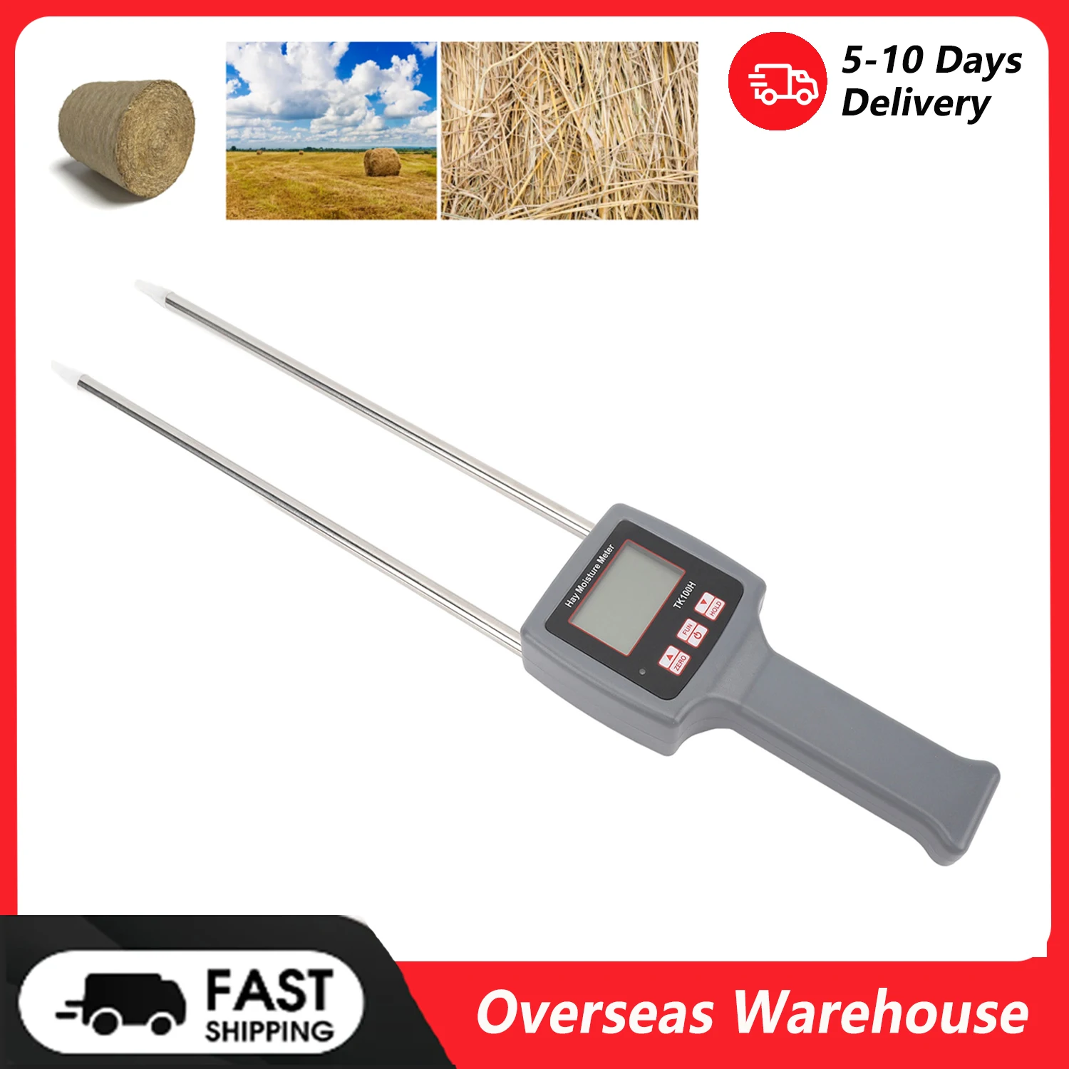 Portable Hay Humidity Meter Professional Preventing Spoilage Accurate Hay Humidity Tester for Cereal Straw Forage Grass Alfalfa