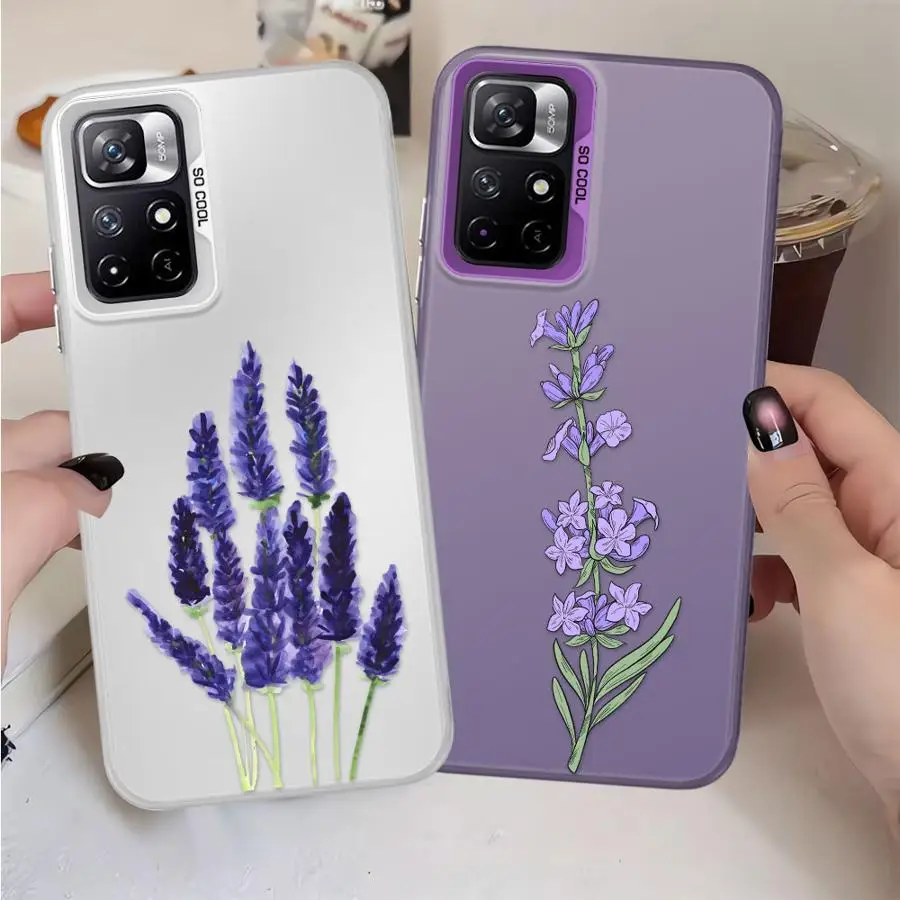 الأرجواني زهرة الخزامى عودة غطاء الهاتف القضية ل Xiaomi Poco X3 برو C50 F3 GT C51 X5 F4 X3 NFC #6