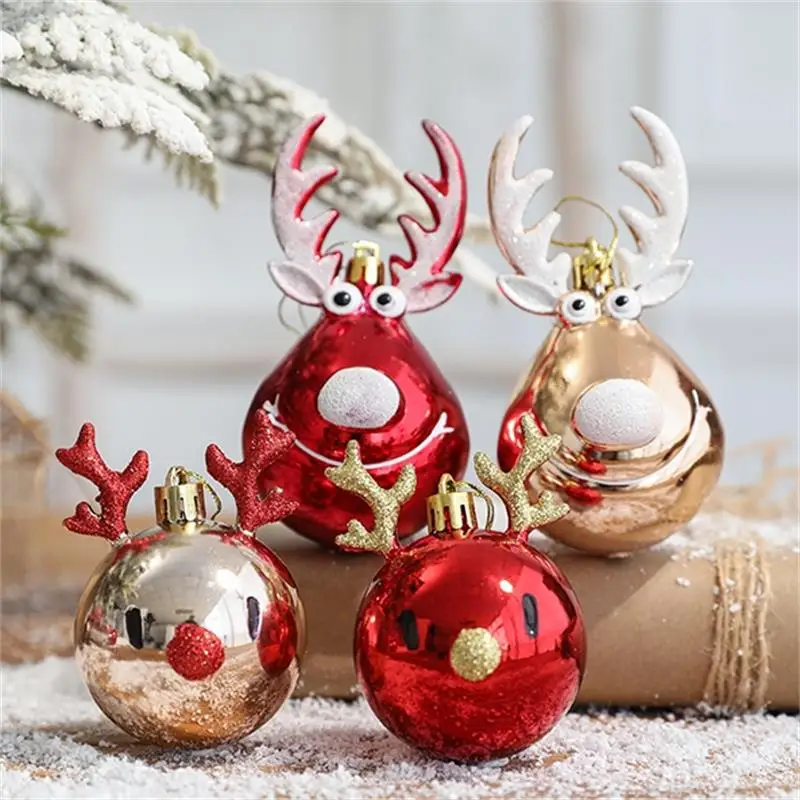 

2pcs Christmas Balls Ornaments Bauble Pendant Elk Design Hanging Balls Mall Home Party Props For Christmas Tree Decorations 2022