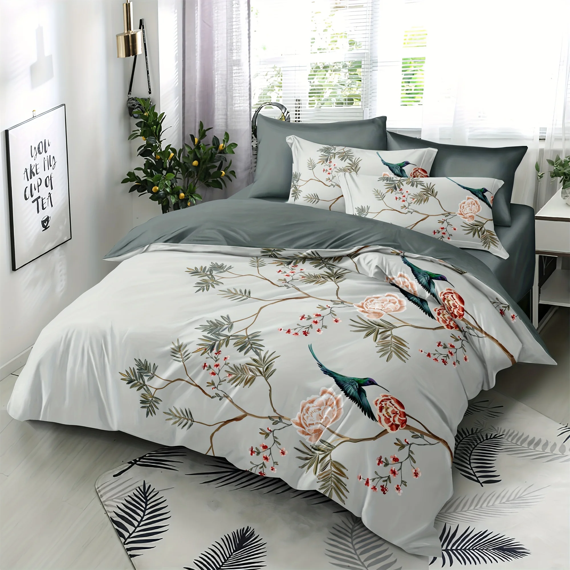[Popular Choice] 3D Digital Printed Soft Glossy Satin Bedroom Decoration Bedding 2/3pcs Duvet and Pillowcase Set