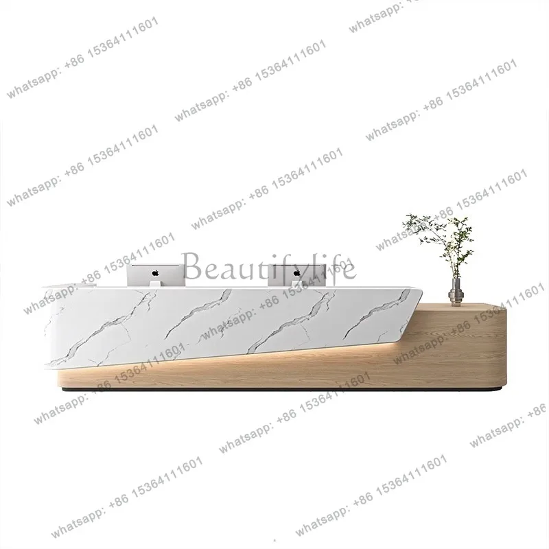 Factory Direct Sales Nordic Corporate Reception Desk Modern Design Hotel Front Desk Sales Cashier Desk Medical Aesthetic Commerc