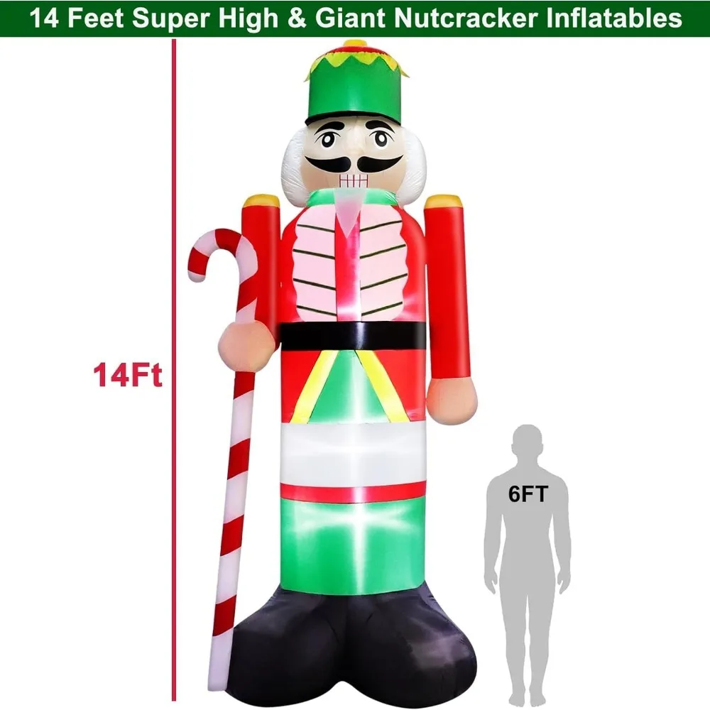 14 Foot Giant Christmas Inflatables Nutcracker Soldier Outdoor Decorations Hold Candy Cane Inflatable Nutcracker Christ