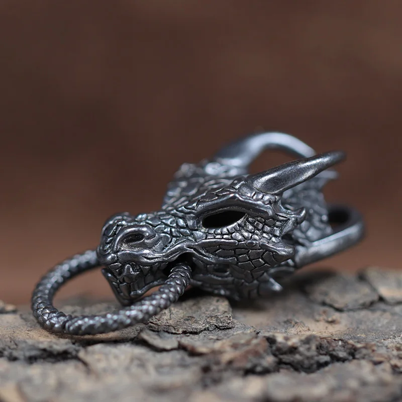 Dragon Head Brass Buckle EDC Outdoor DIY Woven Paracord Survival Bracelets Supplies Accessories Retro Umbrella Rope Lanyard Bead view 4