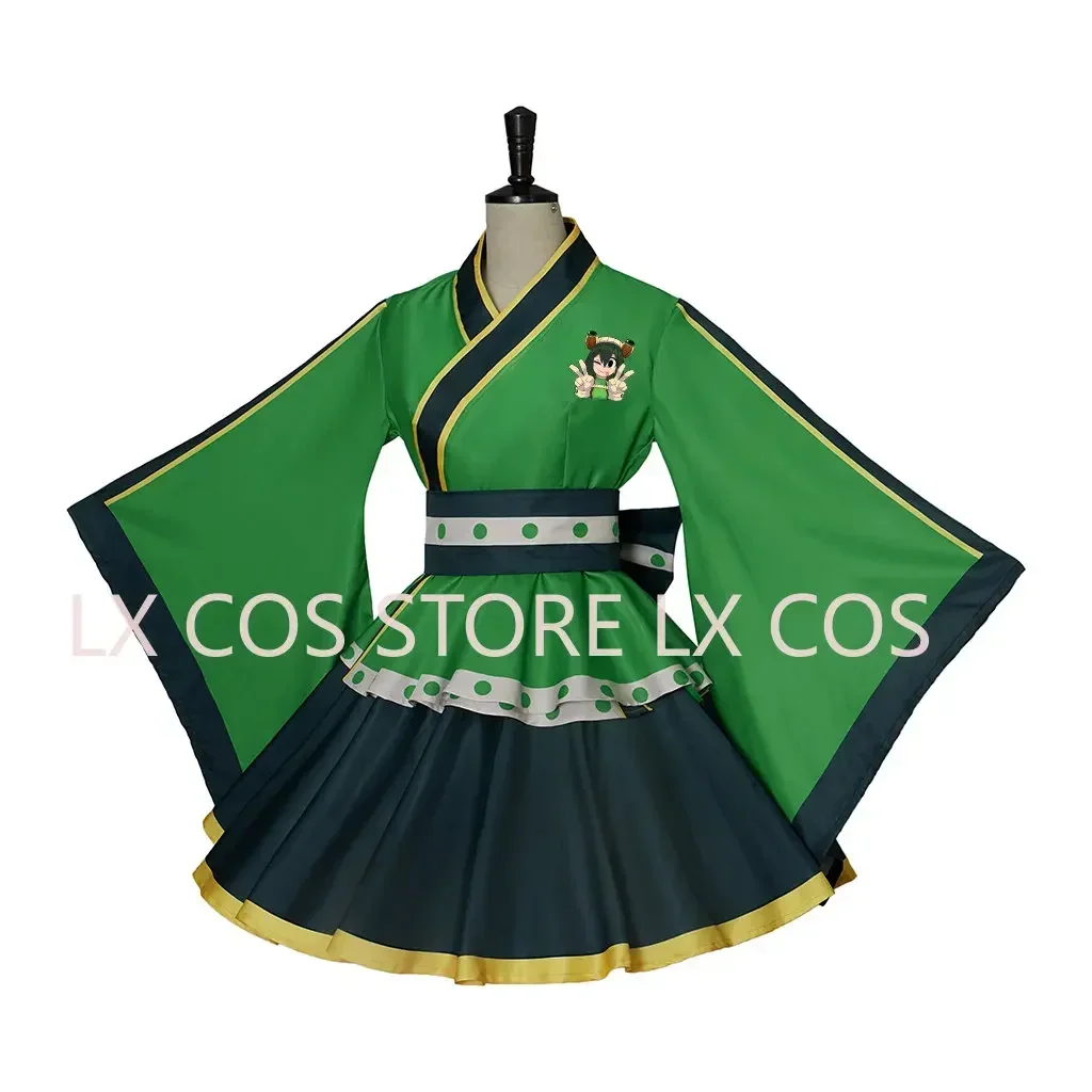 Froppy-Disfraz de rana Tsuyu Asui, vestido de fantasía, Kimono, uniforme de sirvienta Lolita, traje de mujer