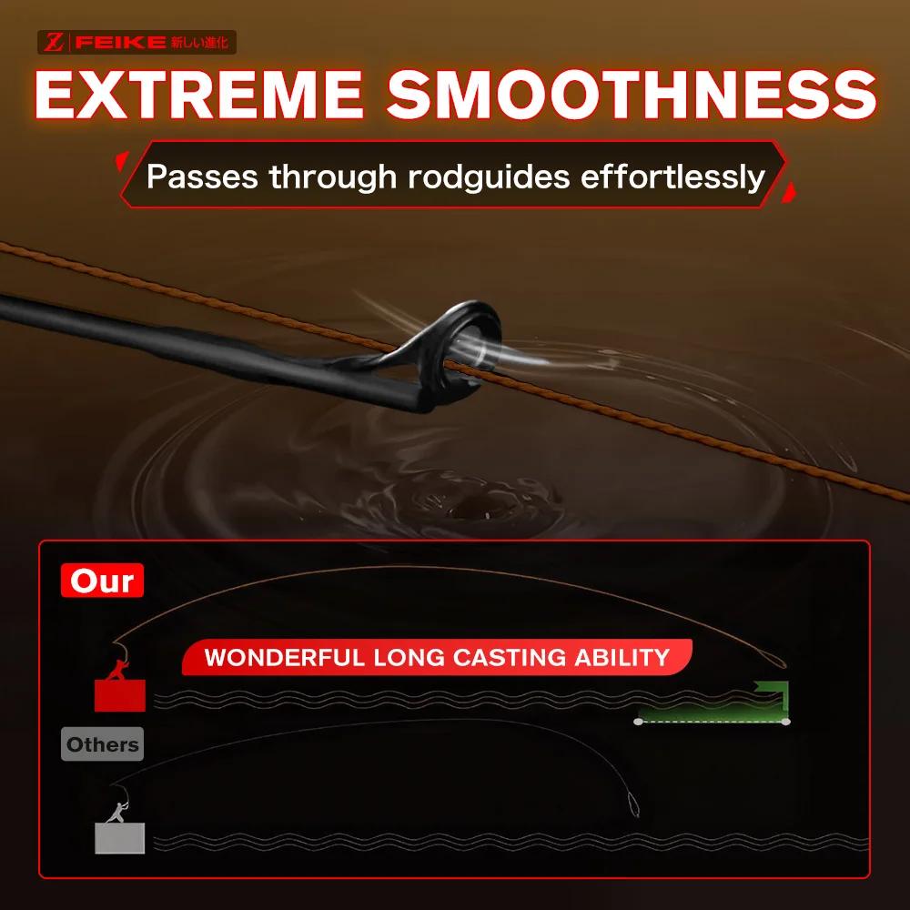 ZUKIBO Marke FEIKE Ⅱ Braune, ultradünne, geflochtene Multifilament-PE-Schnur, 1000 m, weiche, starke Angelschnur, bissfest, verschleißfest – Detail 9
