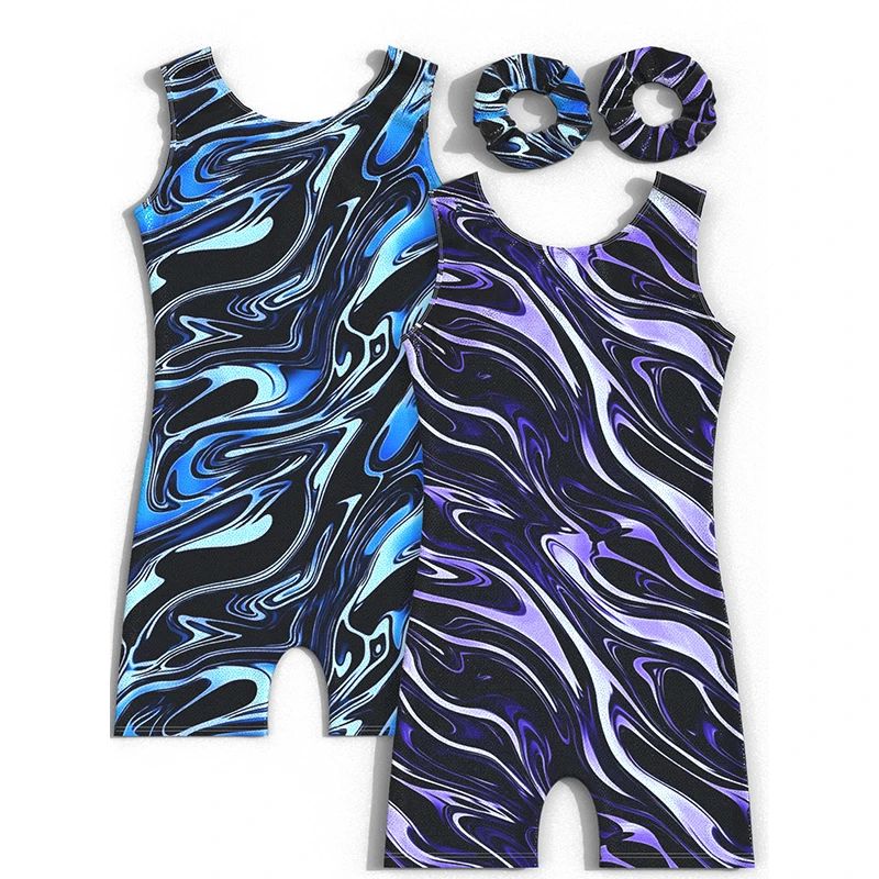 

Girls Gymnastics Sleeveless Tank Top Shorts Bodysuit Ballet Dance Leotard Outfits Tumbling Biketards Athletic Activewear