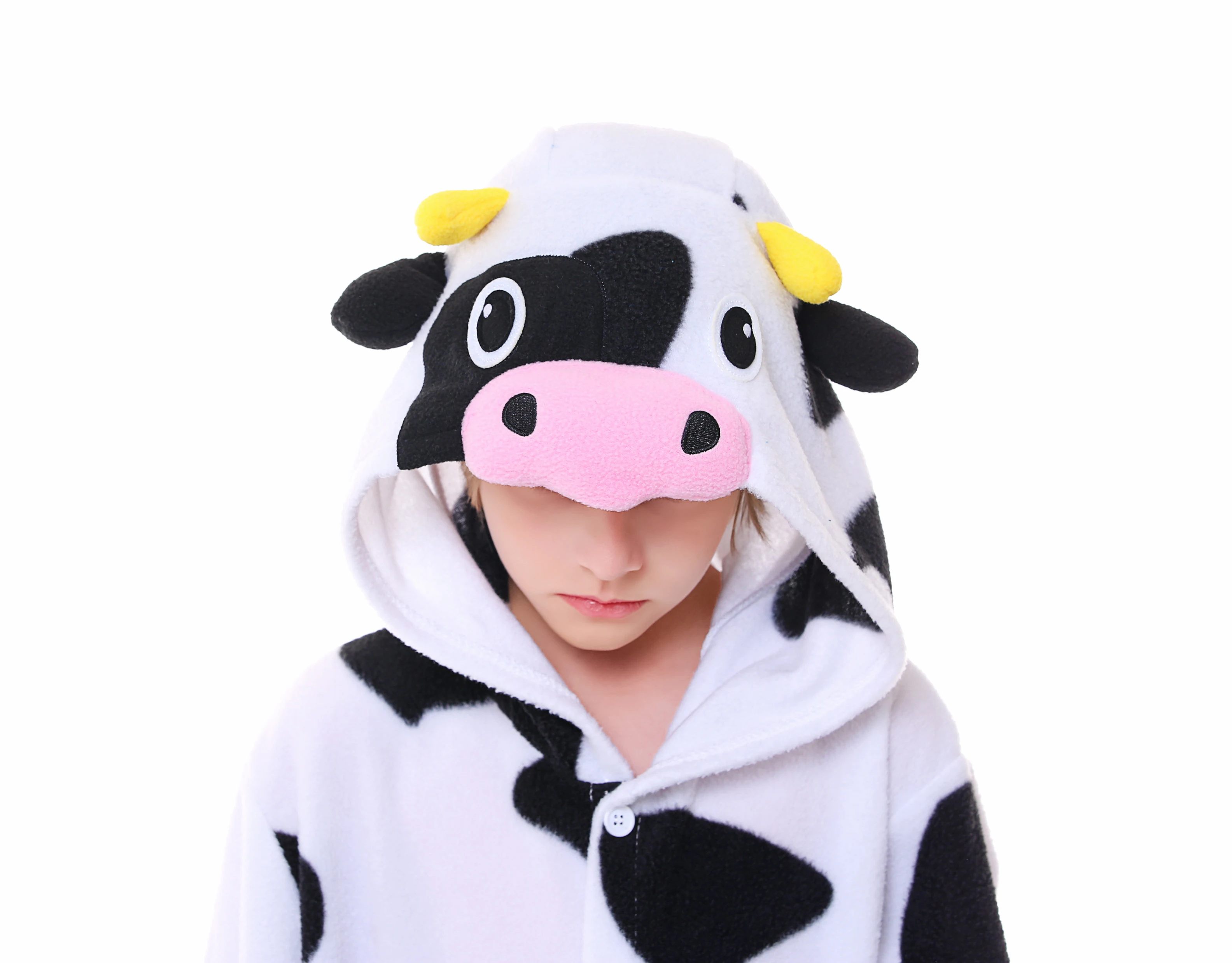 CANASOUR Kids Cow Costumes Unisex One-piece Hooded Pajamas Halloween Christmas Cosplay Cute  Onesie Suits