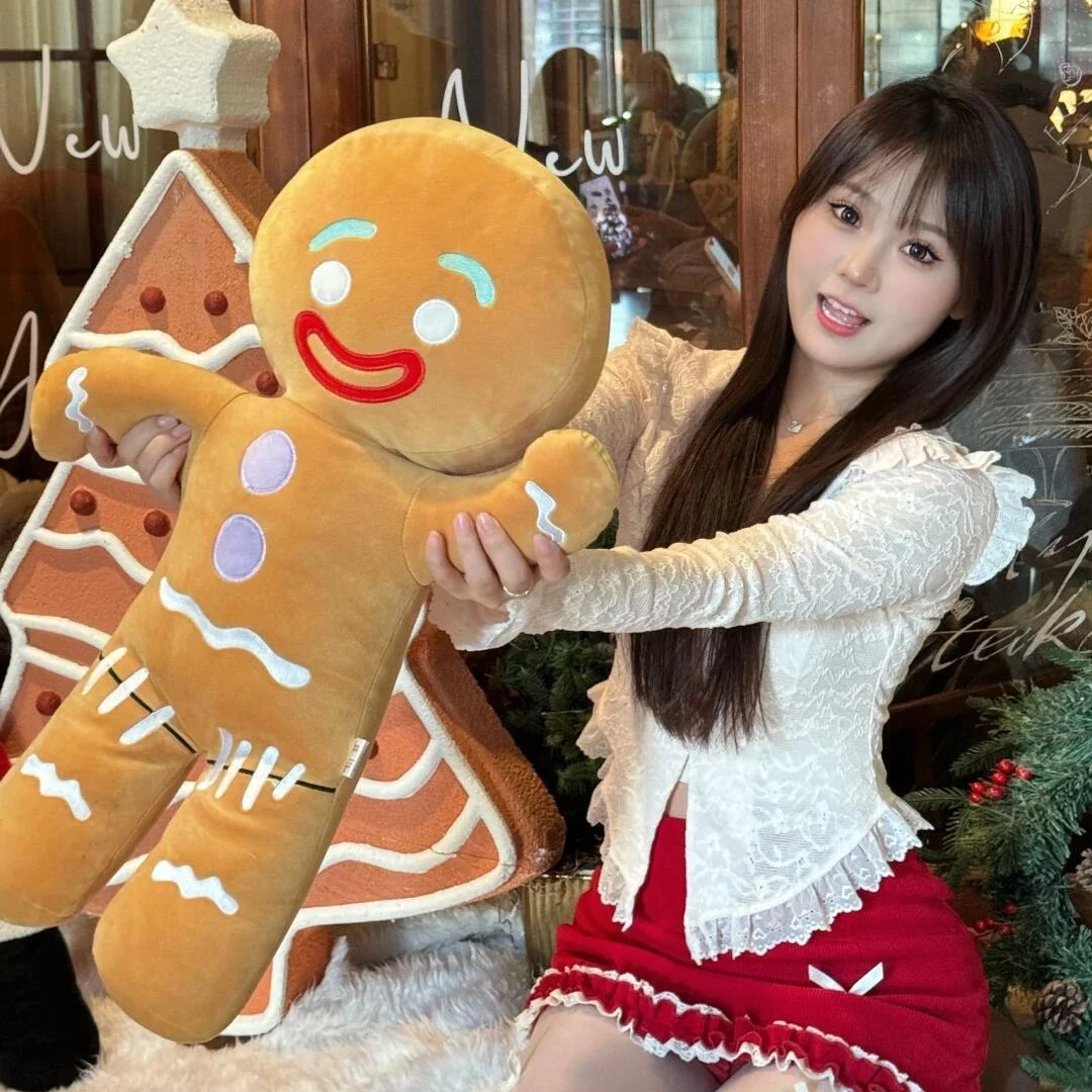 Cute Christmas Gingerbread Man Plush Toy Bag Pendant Stuffed Biscuit Man Doll Huggable Pillow Sofa Bed Cushion Home Decor Gifts