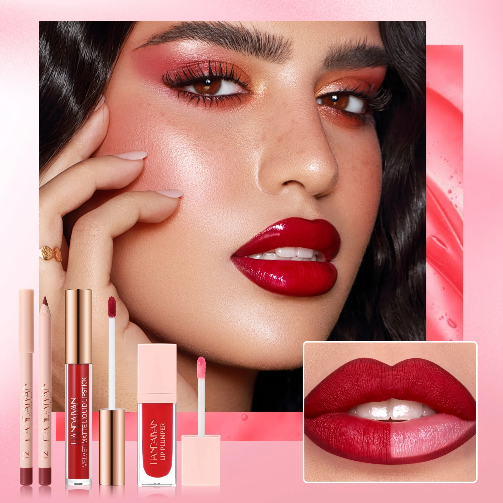 6‑Piece Lip Makeup Set, Complete with Lip Gloss, Lip Tint & Lip Liner, Multi‑Effect with Matte, Waterproof & Moisturizing Finish, Long‑Lasting Color Lock, Designed for Chic Girls for Daily Commute, Dates and Parties
