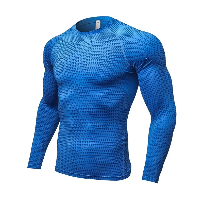 Men\'s Fitness Running Training Long-Sleeved Shirts Tight Elastic Quick-Drying Clothes Gym T-Shirt Workout Athletic Undershirts