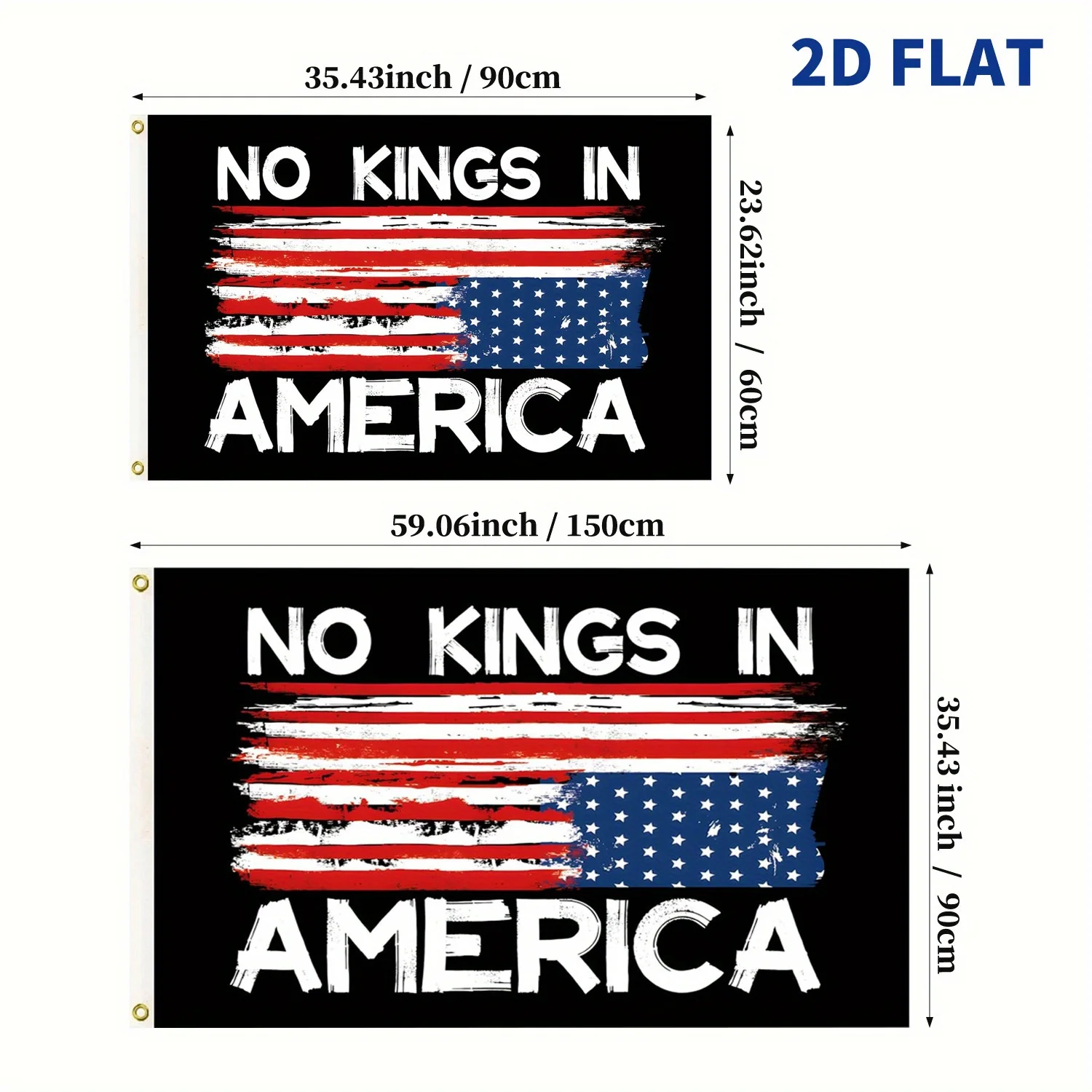 1pc No Kings In America Flag, 3x5Ft / 2x3FtPolyester Fabric Hanging Flag Banner with 2 Grommets, Vivid Color, Double Stitching