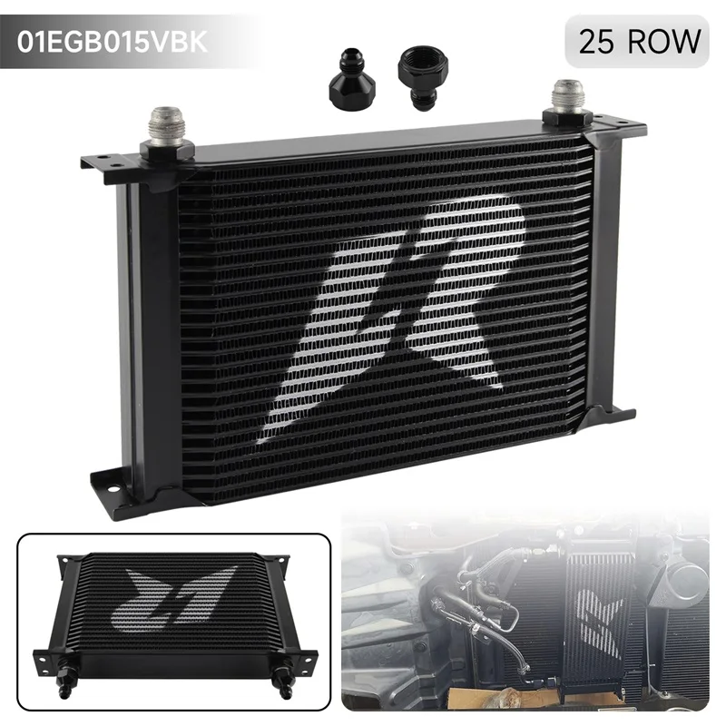 25 Row AN8 Stacked Plate Oil Cooler 6AN Adapter Universal Aluminium Radiator