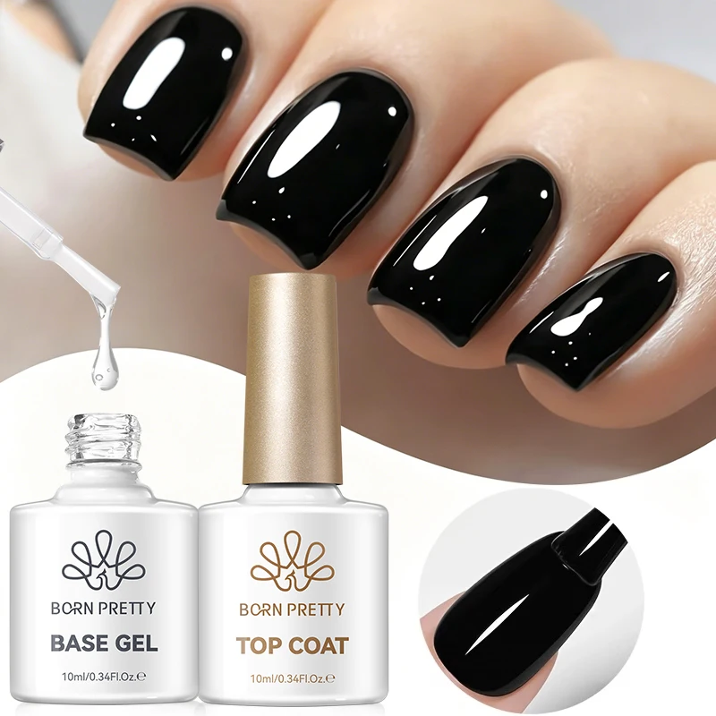 BORN PRETTY 10ml Base Gel Super Top Coat pour vernis à ongles en gel semi-permanent, gel longue durée, à retirer par trempage, gel LED UV