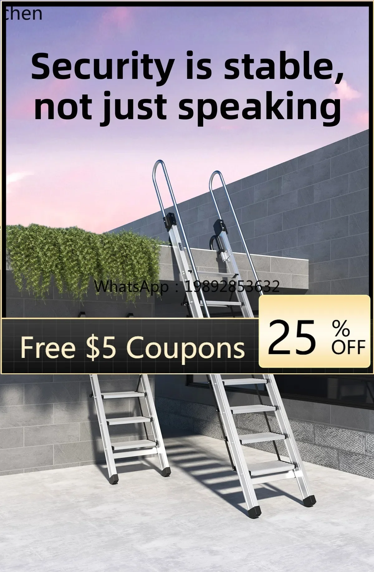 

Staircase High Handrail Safety Household Folding Ladder Special Ladder for Climbing to the Roof