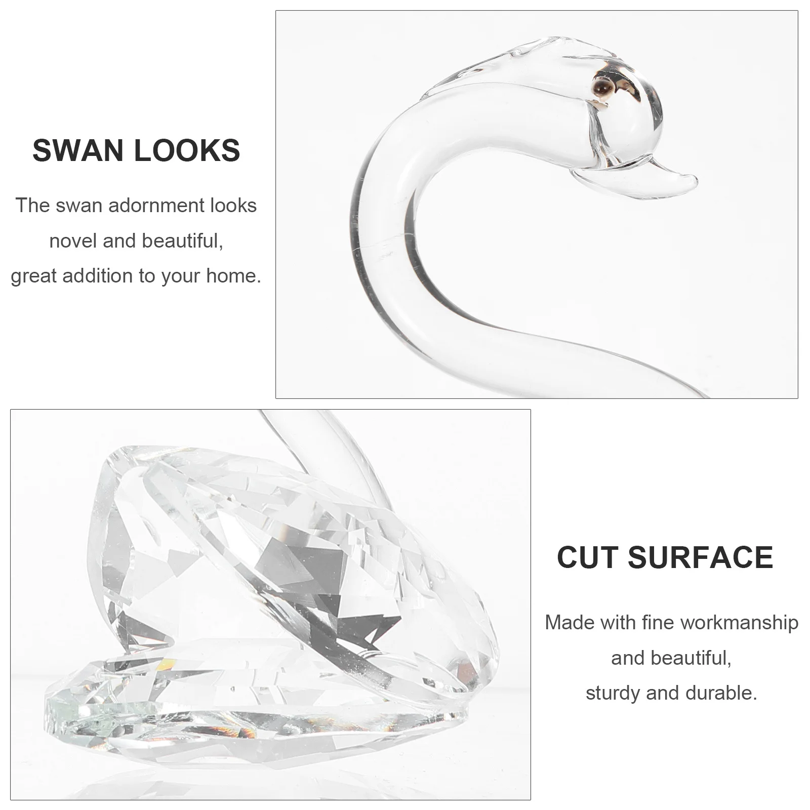 

1Pair Artificial Crystal Swan Synthetic Quartz Couple Swans Decoration Bedroom Living Room Car Wedding Supplies