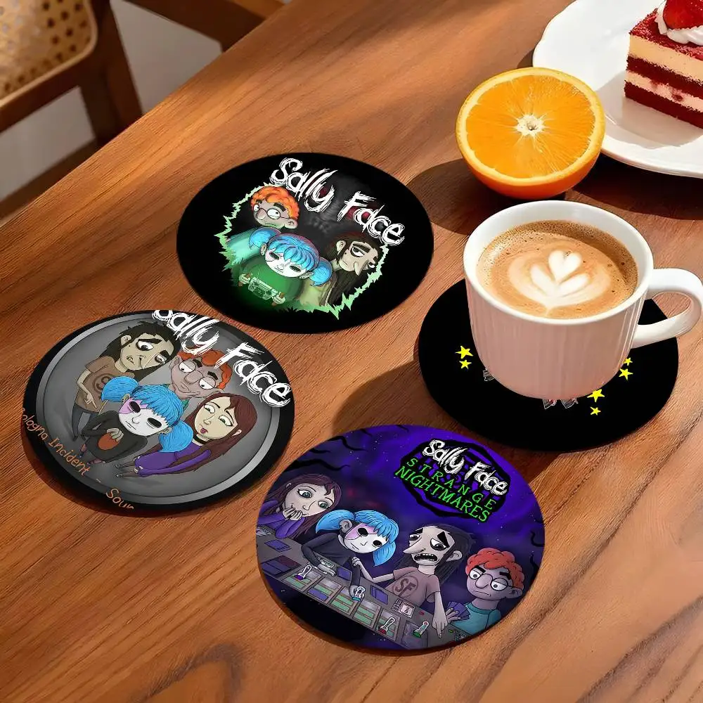 Game Sally Face Coasters 10cm Round Wooden Suitable For Drinks Tea Coffee Home Gift Choice Holidays