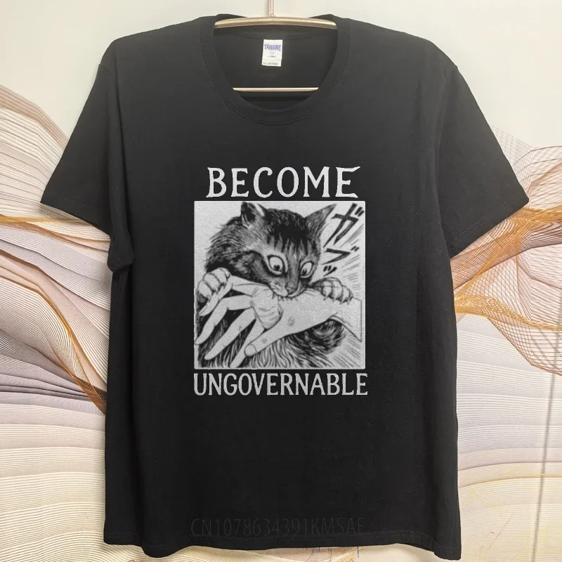 Cheap T-shirt Street Wear Men Oneck Tshirt Fashion Become Cat Clawing Hand Ungovernable Minimalist Man Top Tees Men's T-shirt