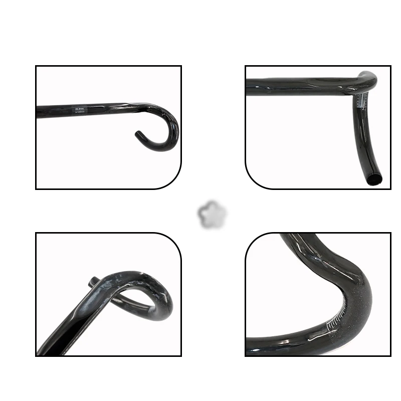 Kompakter Split-Carbon-Drop-Lenker Toray T800 UD, Gewicht 225 g, passend für 25,4 mm und 31,8 mm Vorbau, modifiziert für Rennräder und Falträder – Detail 5