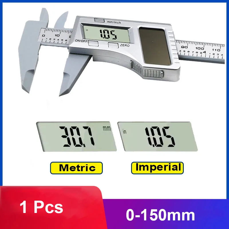 

0-150MM Plastic Digital Vernier Caliper 6 inch Solar Power Digital Vernier Calipers LCD Display Electronic Measuring Tools