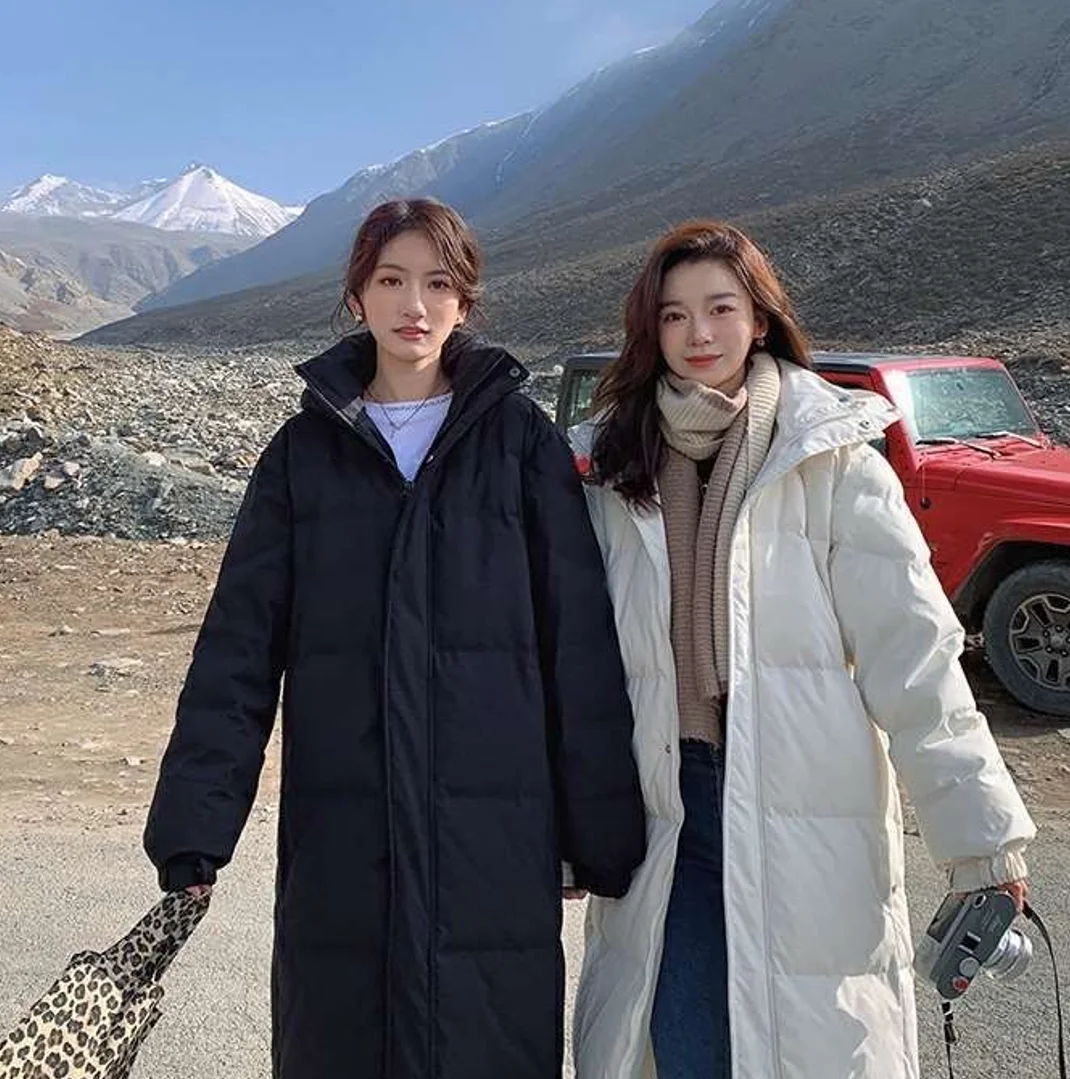 

Новинка 2024 года, зимняя куртка, корейская версия, свободная взрывная стеганая куртка, женские длинные парки, хлопковое пальто выше колена