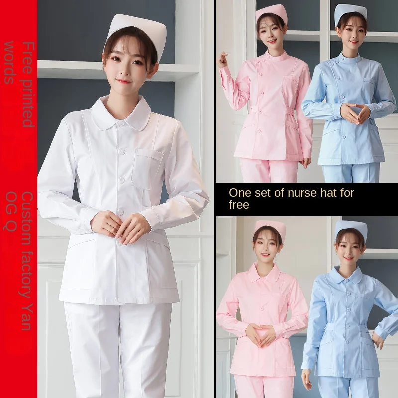 

Nurse's dress Long sleeve women's white coat summer short sleeve thin two-piece suit a full set of short work clothes