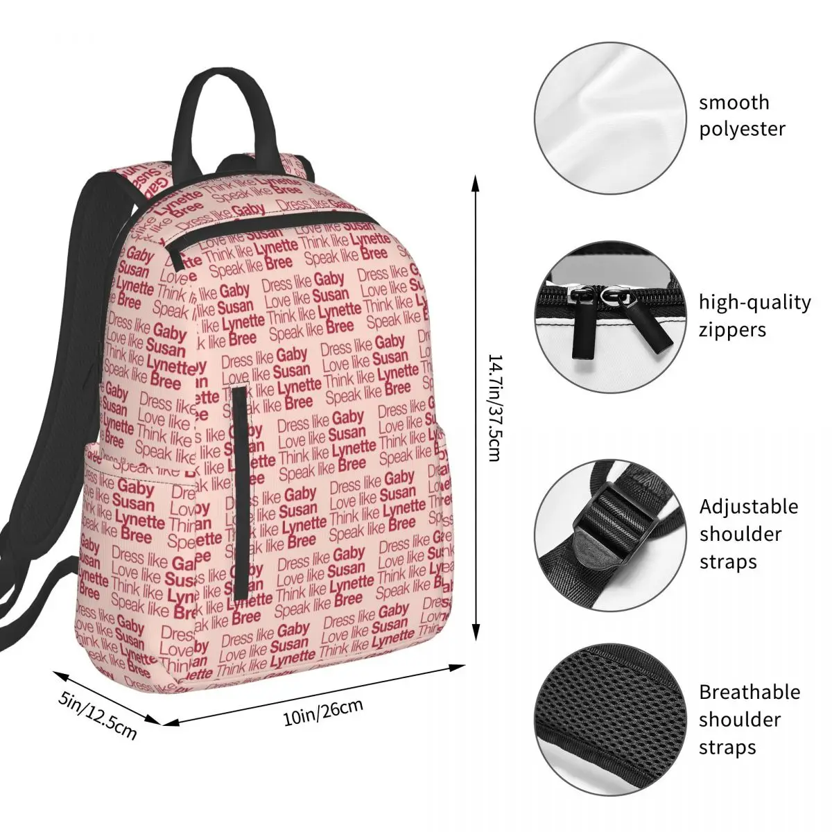 Desperate Housewives ( Red Peach ) Backpack Student BookBag Kids School Bag Laptop Shoulder Bags Men Women