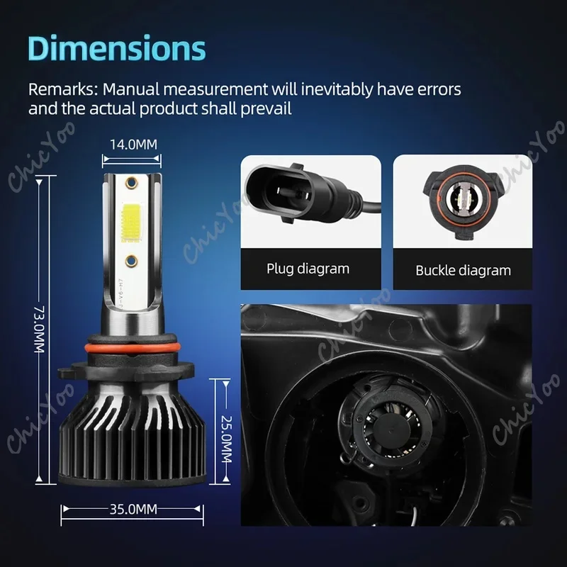 2PCS Plug And Play 9005 LED Headlights 20000LM 120W 6000K White Car Lights 12V For Subaru Outback 2005-2009 Forester 2014-2018