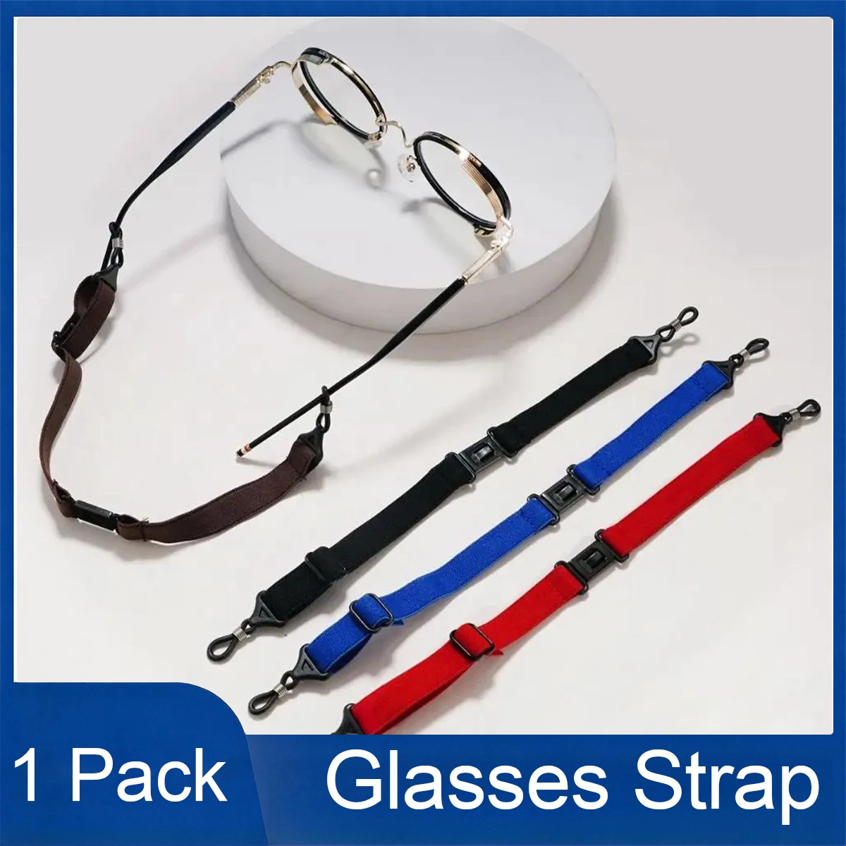 1Pack Black Adjustable Sports Anti-Slip Eyeglasses Strap Glasses Head Band Safety Eyeglasses Retainer PS10