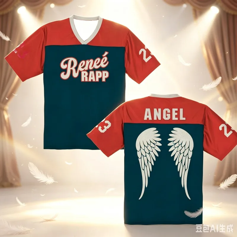 2026 Summer Reneé Rapp Angel Football Jersey 2026 tour Y2K Tshirt Short Sleeve Vneck Tshirt Men/women Novelty Causal Top