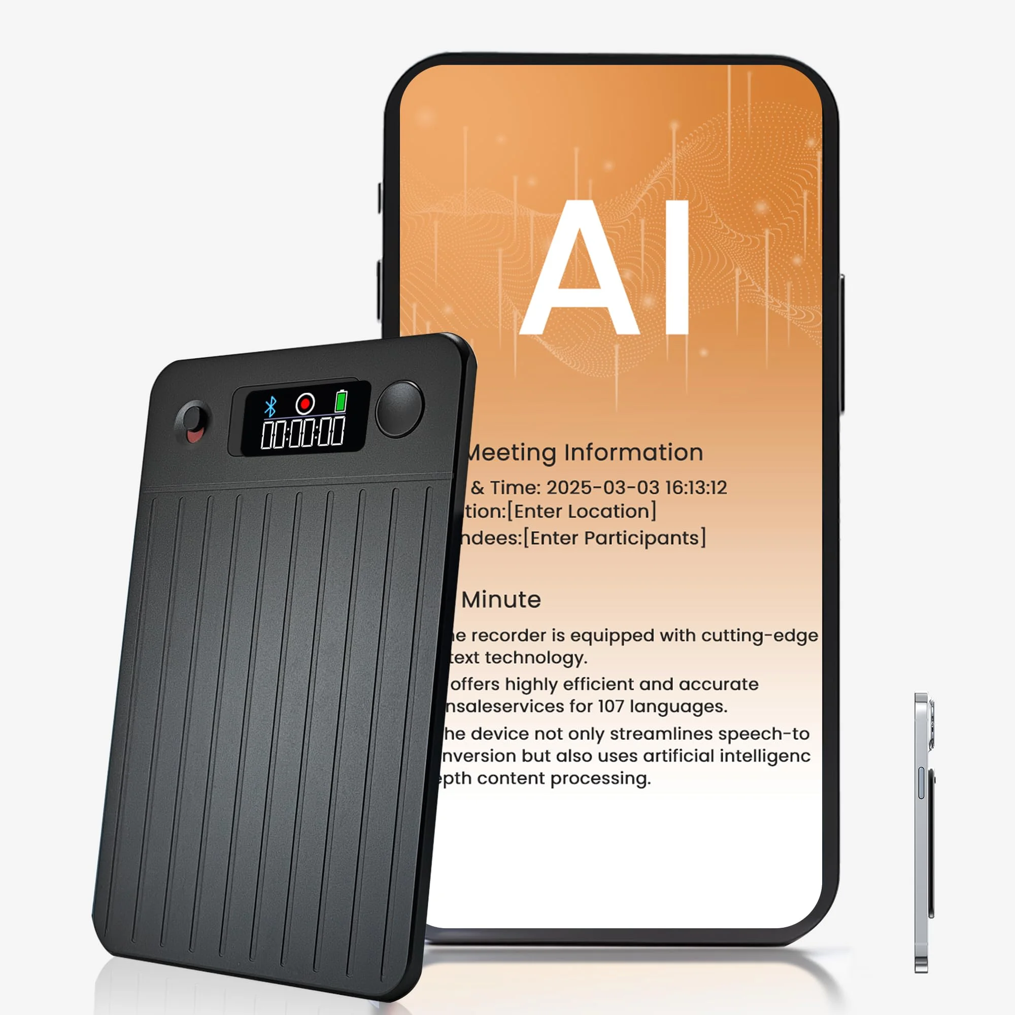 

AI voice recorder, transcription, APP, 64gb memory, support for 112 languages, very suitable for meetings and interviews