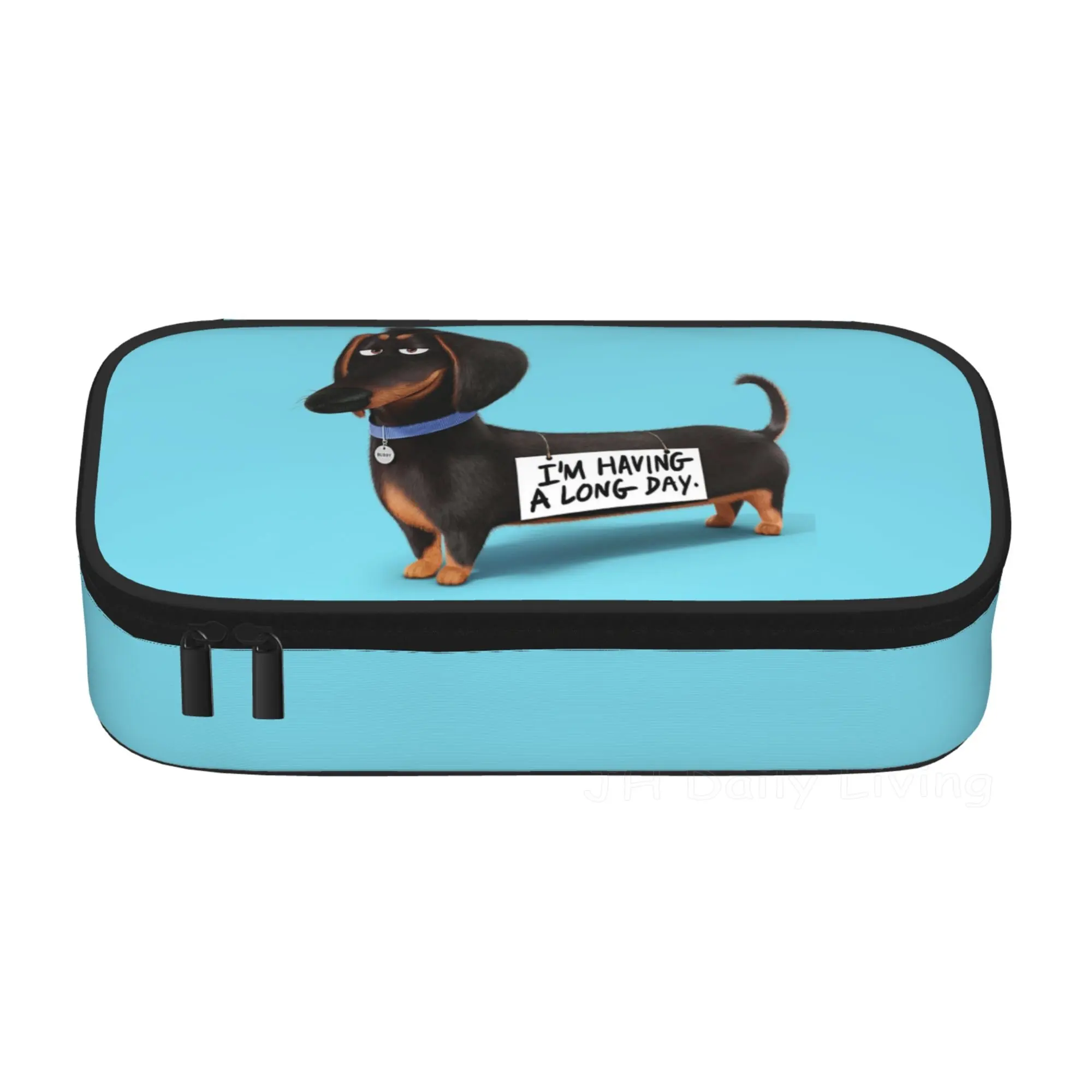 Cartoon Dachshund Print Funny Pencil Bag Wiener Badger Sausage Dog Large Capacity Storage Bag School Student Pencil Bag