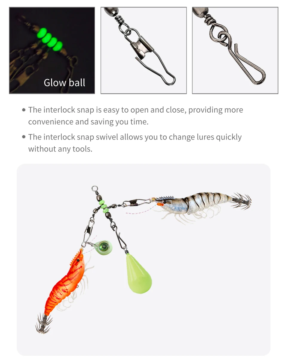 New 10pcs 1-2-3-Way Fishing Snap Connector 6#/8#/10# Stainless Steel Luminous Fishing Pin Connector Barrel Swivels Tackle