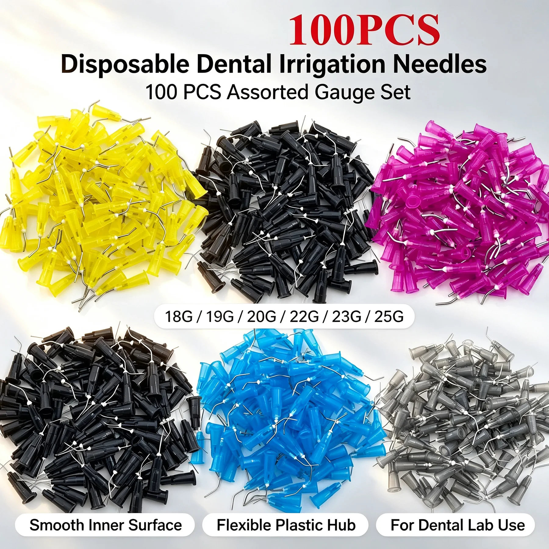  100Pcs Dental Pre Bent Needle Tips Disposable Acid Etch Flow Tip Prebent Needle For Irrigation Dispensing Flowing Syringe