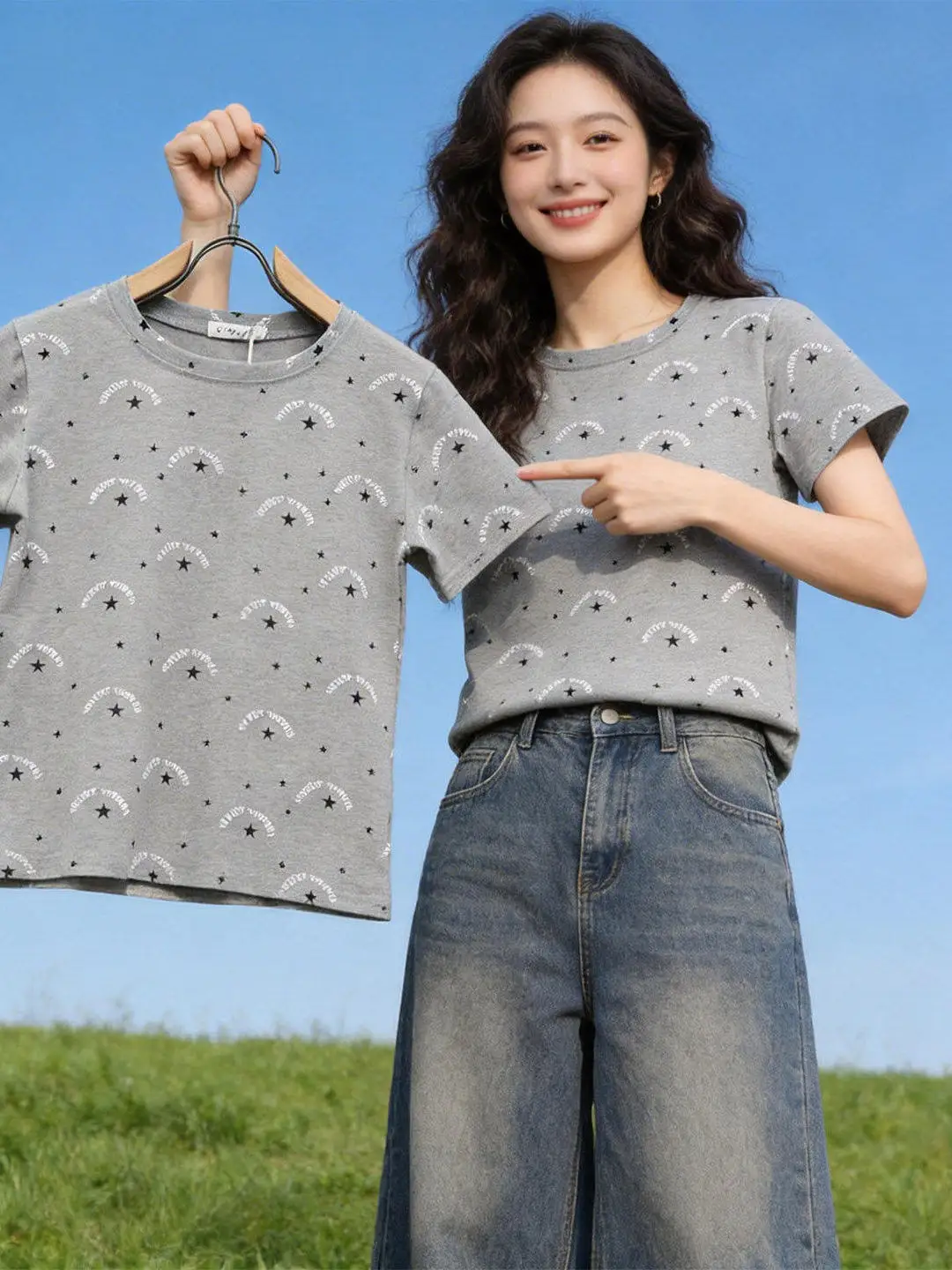 

Свободная женская футболка с коротким рукавом, универсальная, стройнящая, летняя, модная, повседневная, из полиэстера, с принтом, для женщин старшего возраста