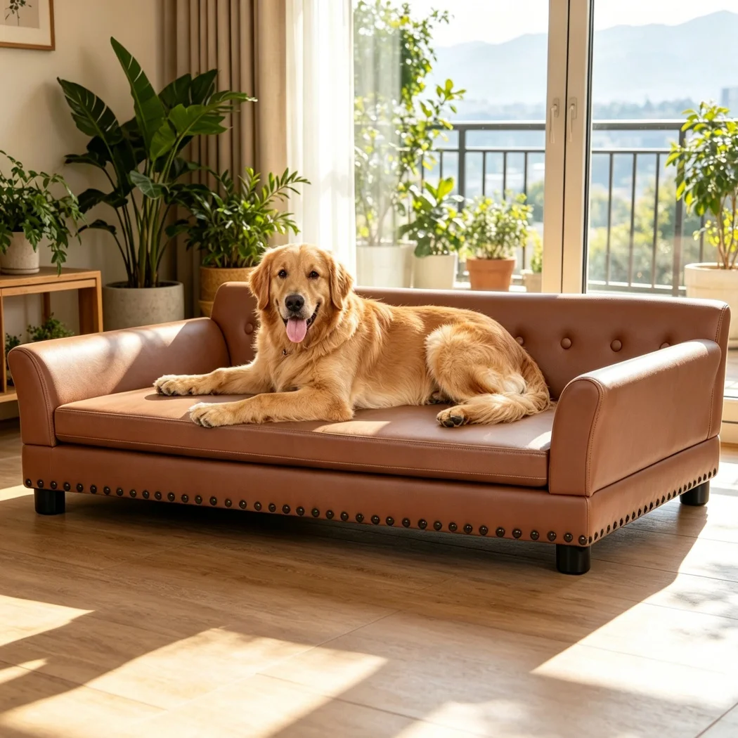 Sofá cama acolchado XL para gatos y perros, elevado y resistente - imagen 3