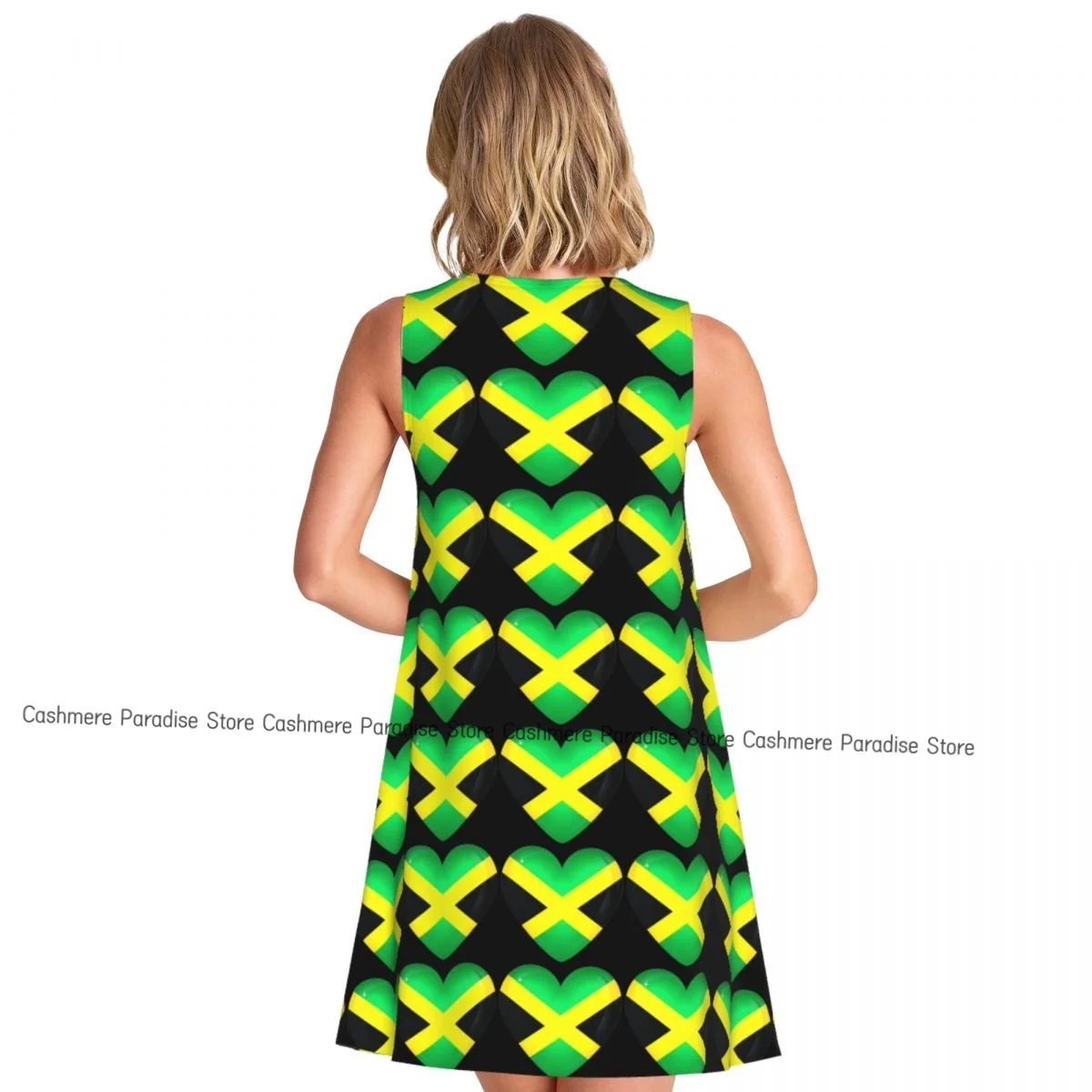 여성용 자메이카 국기 여름 캐주얼 티셔츠 드레스 비치 커버업 탱크 드레스