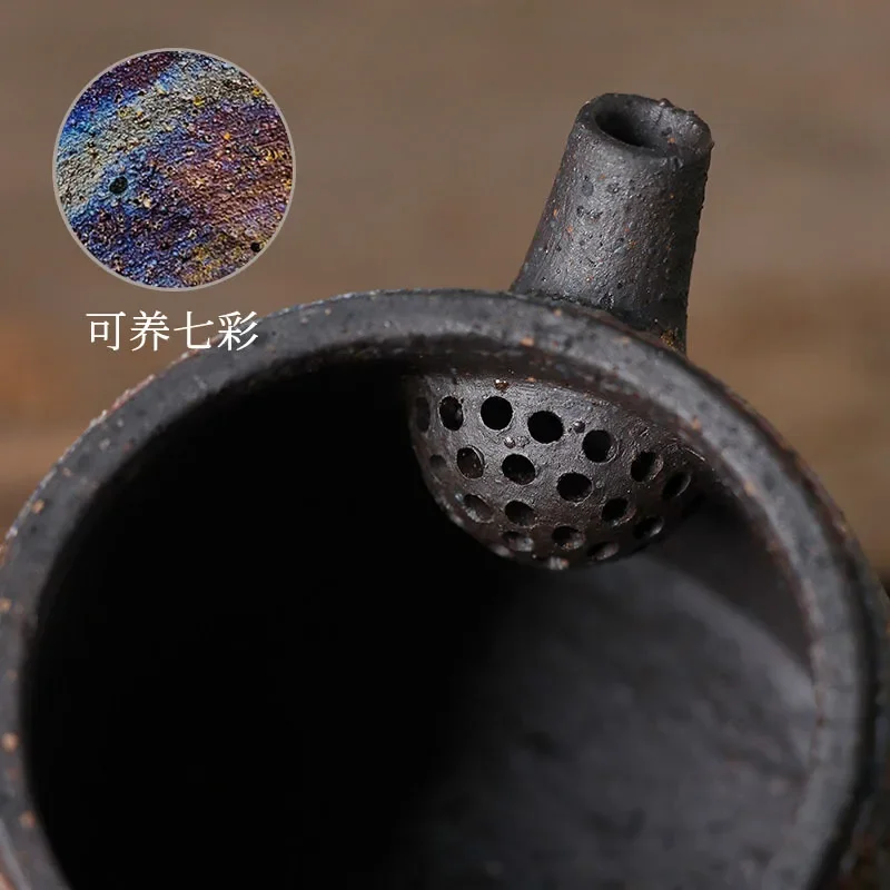 Cool Retro Designer Gift Rock Mine Colorful Stone Ladle Pot Firewood Handmade Rough Pottery Old Rock Mud Teapot Kung Fu Tea Set