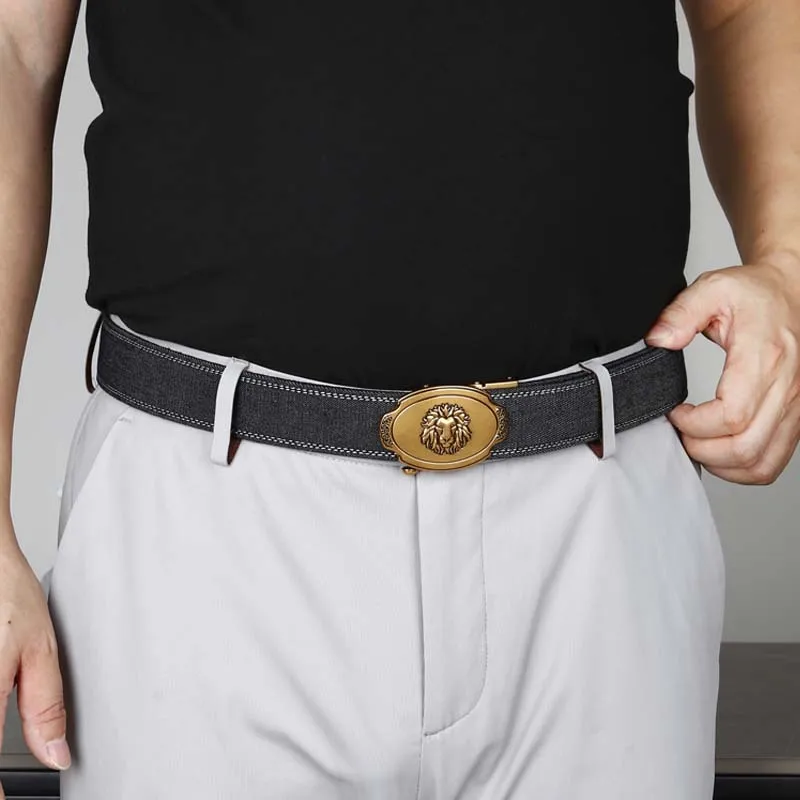 Men's waist belt, high-end company gift, business belt, denim cloth belt, automatic adjustment of the belt body