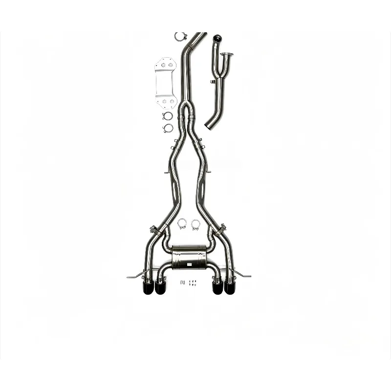 Brushed Stainless Steel Mid Pipe Exhaust with Heat Shield cxl