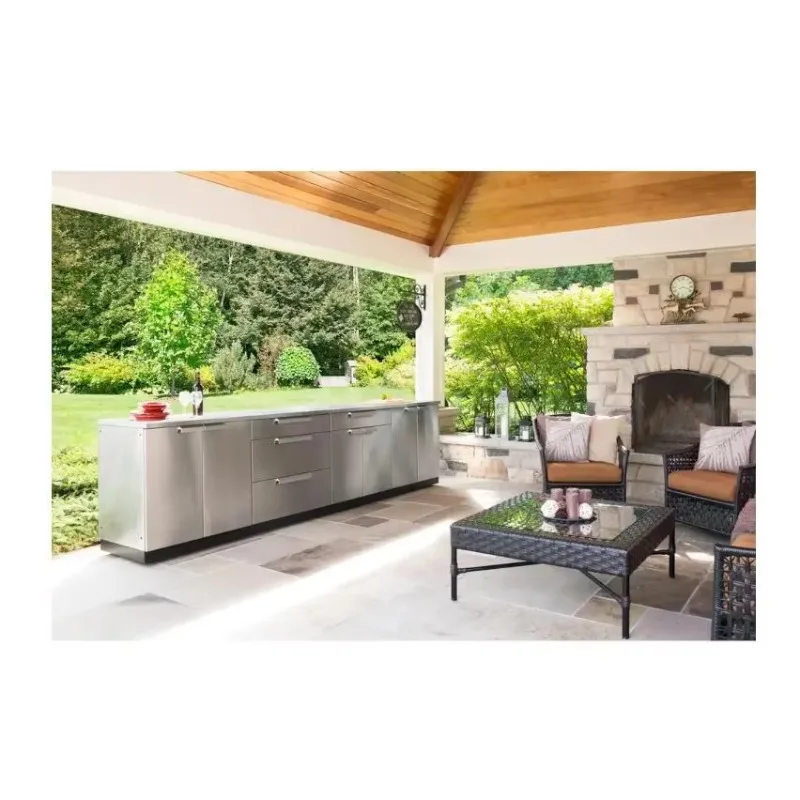 Customized Waterproof BBQ Grill Kitchen Stainless Steel Modular Outdoor Kitchen Island With Sink Cabinet