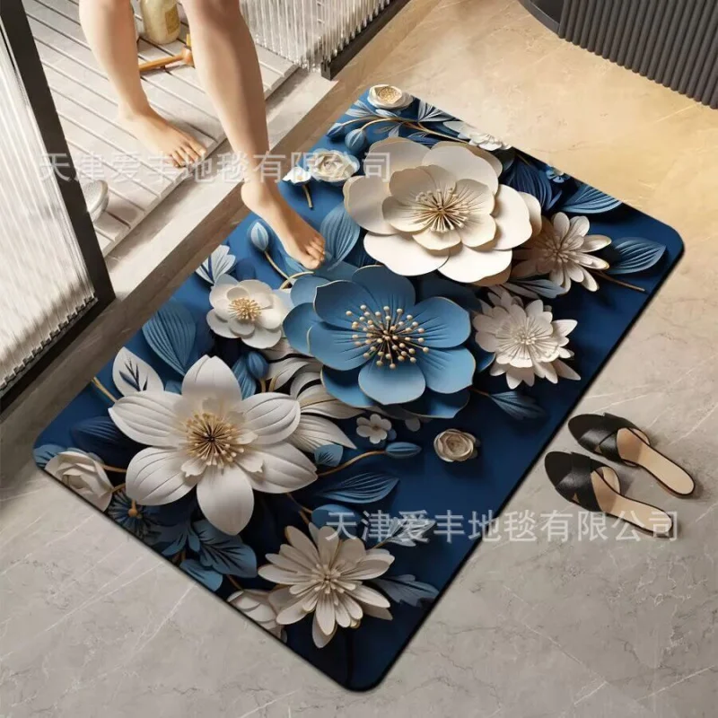 

Нескользящий впитывающий коврик для ванной VIKAMAFloral, быстросохнущий коврик для дома, ковер для ванной комнаты