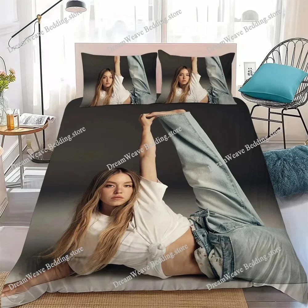 Sydney S-Sweeney Duvet Cover Set Home Style Bedding Soft Laundry Cotton Bed Student Dormitory GiftFQH
