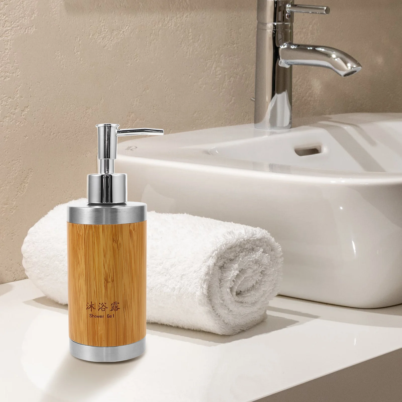 

Press Type Soap Dispenser Bottle Plastic Bamboo Pump For Bathroom Kitchen Hand Soap Lotion Shampoo Refillable Travel